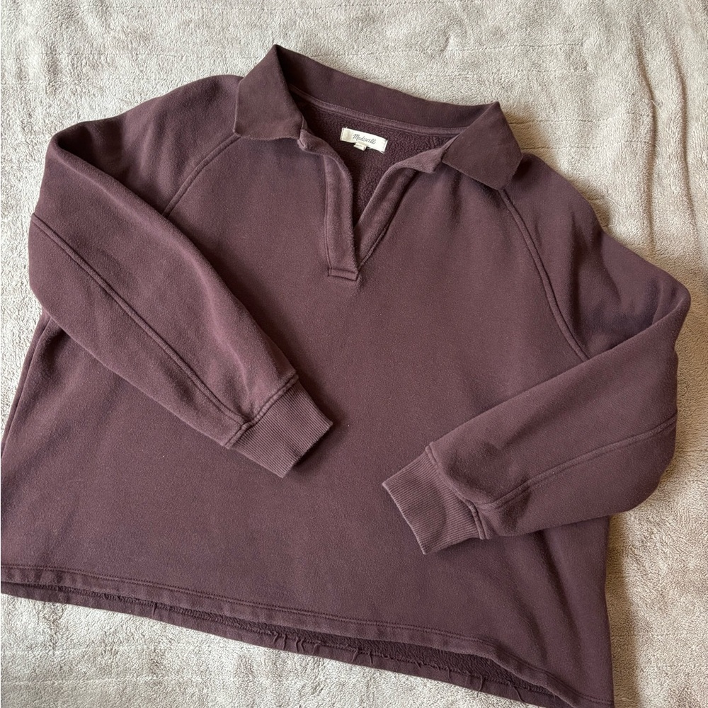 Madewell Betterterry Polo Sweatshirt - Chocolate Raisin